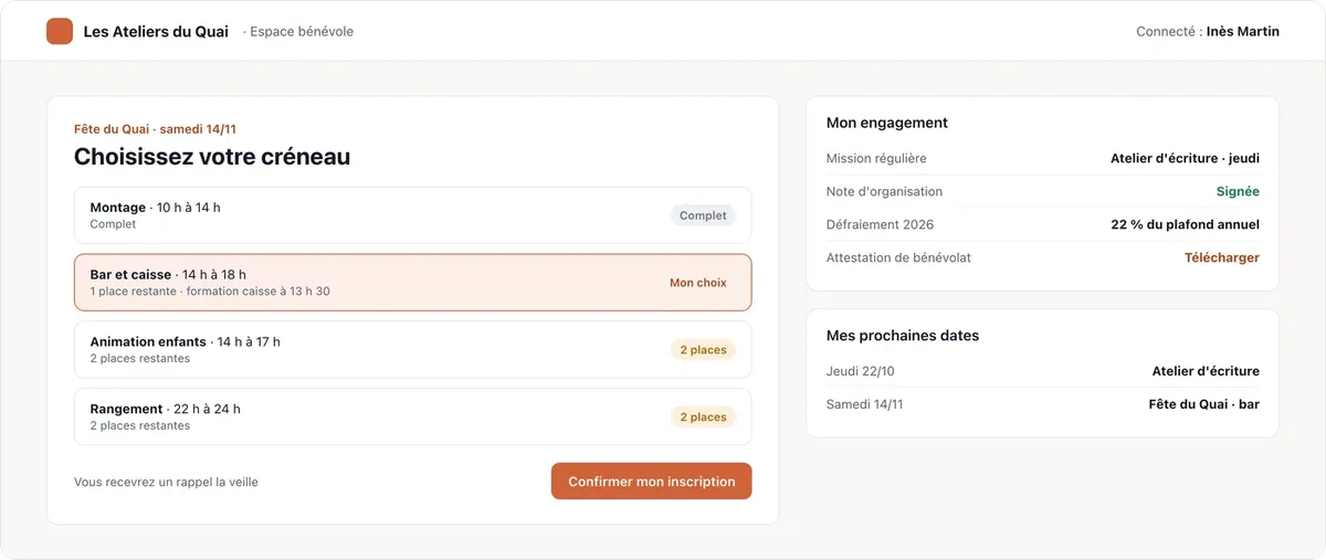 AsblCore : espace bénévole