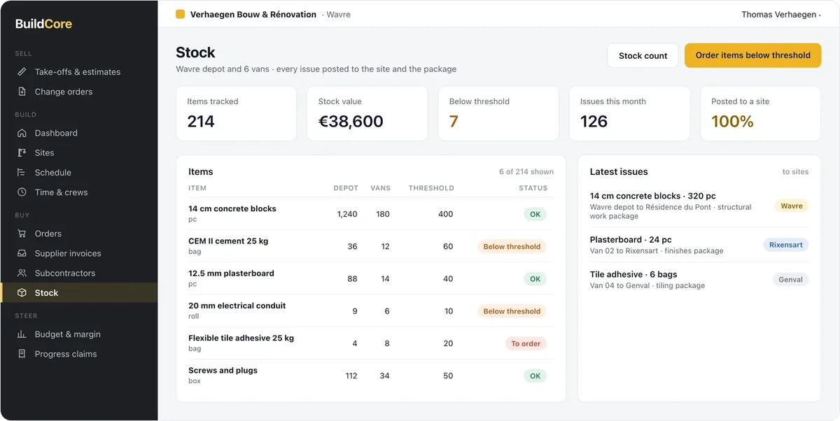 BuildCore: stock