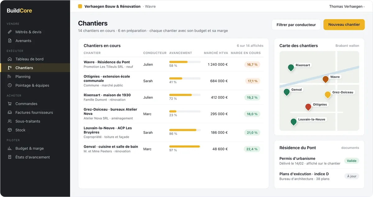 BuildCore : chantiers