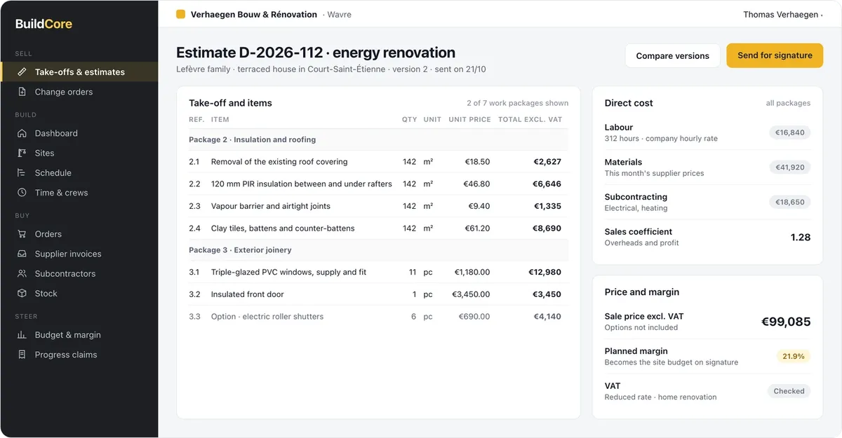 BuildCore: take-off and estimate