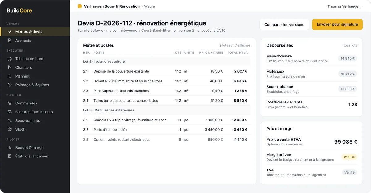 BuildCore : métré et devis