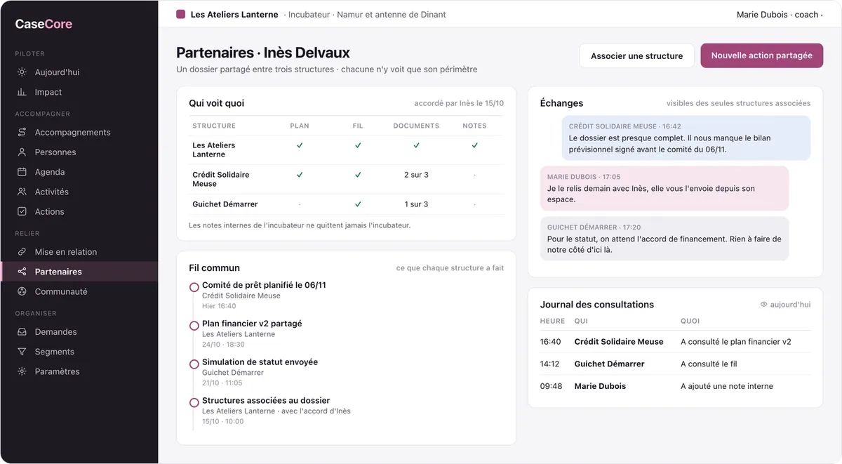 CaseCore : le dossier partagé avec les partenaires