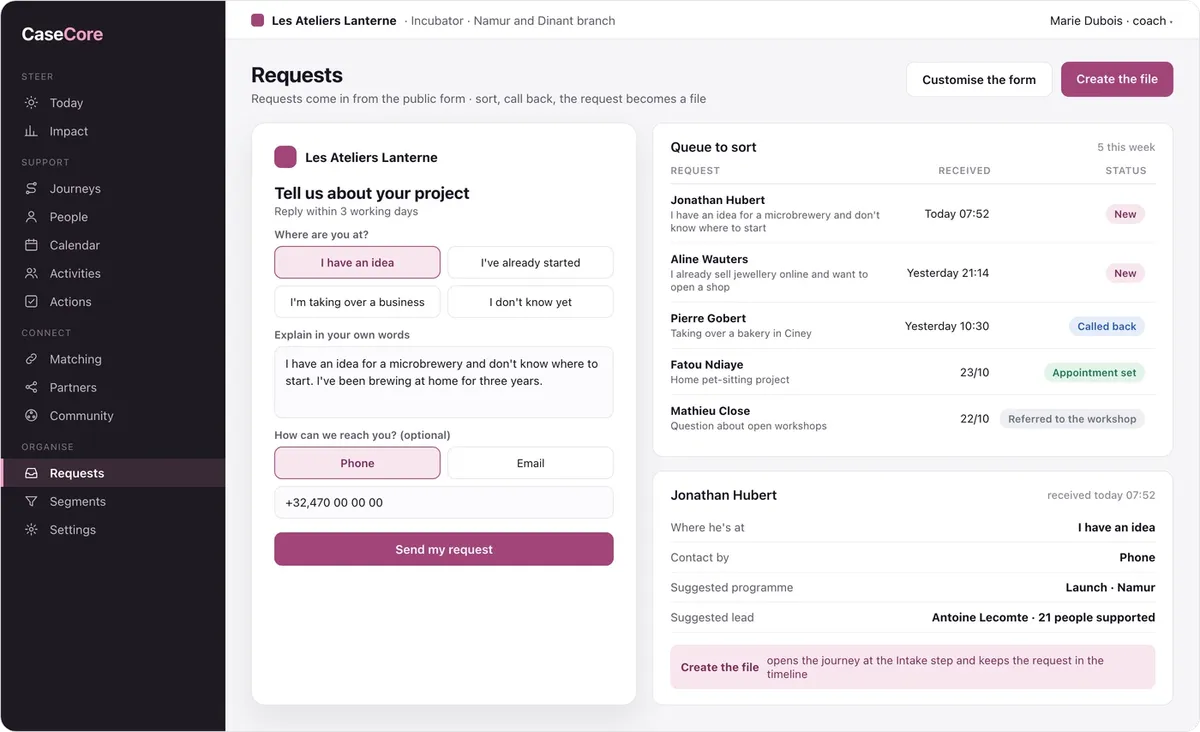 CaseCore: incoming requests