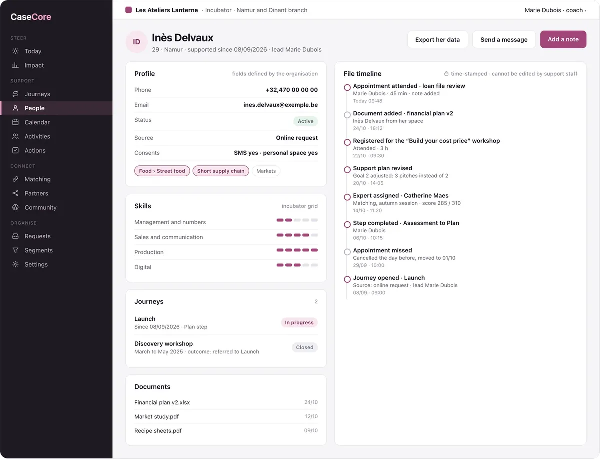CaseCore: the file and its timeline