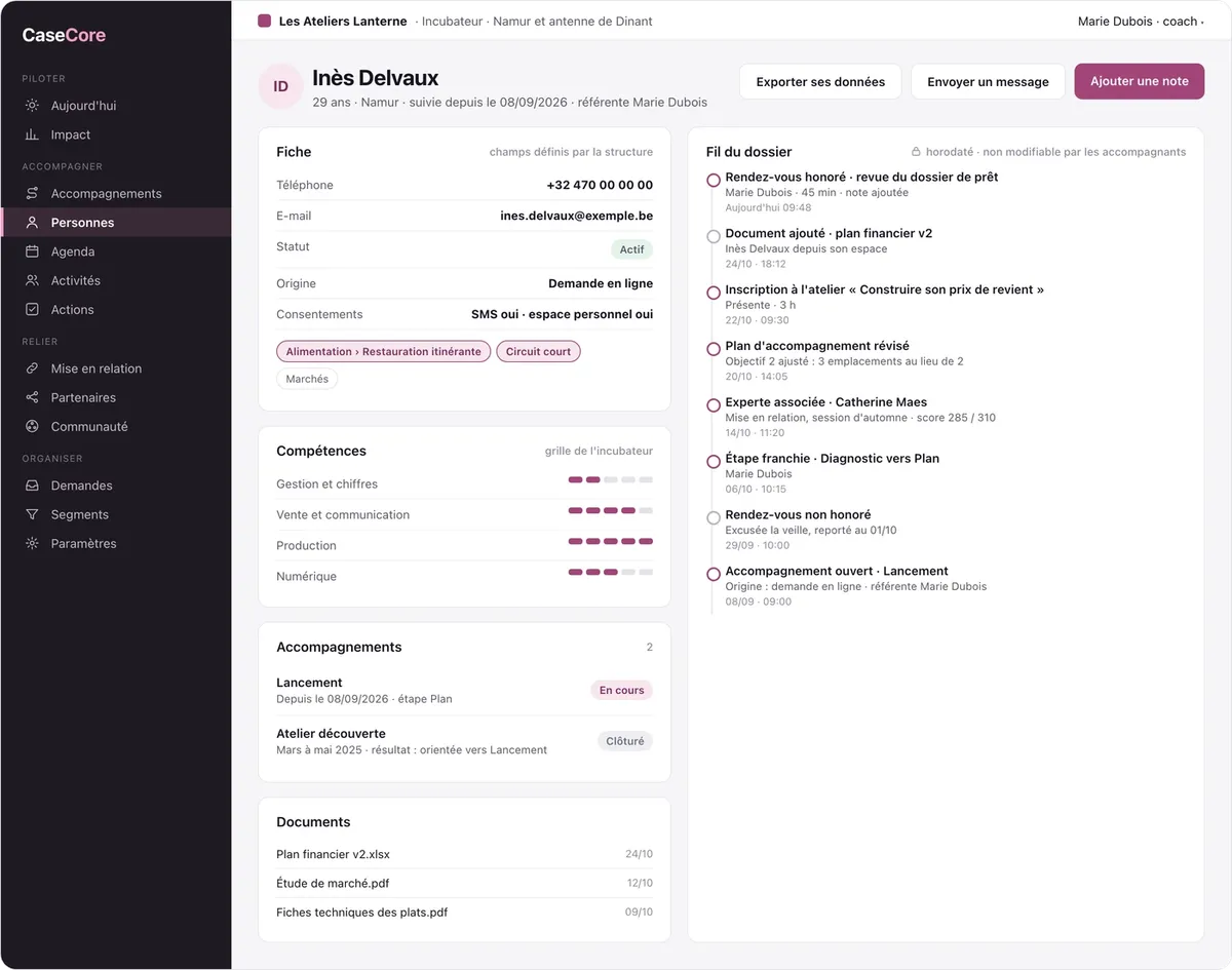 CaseCore : le dossier et son fil