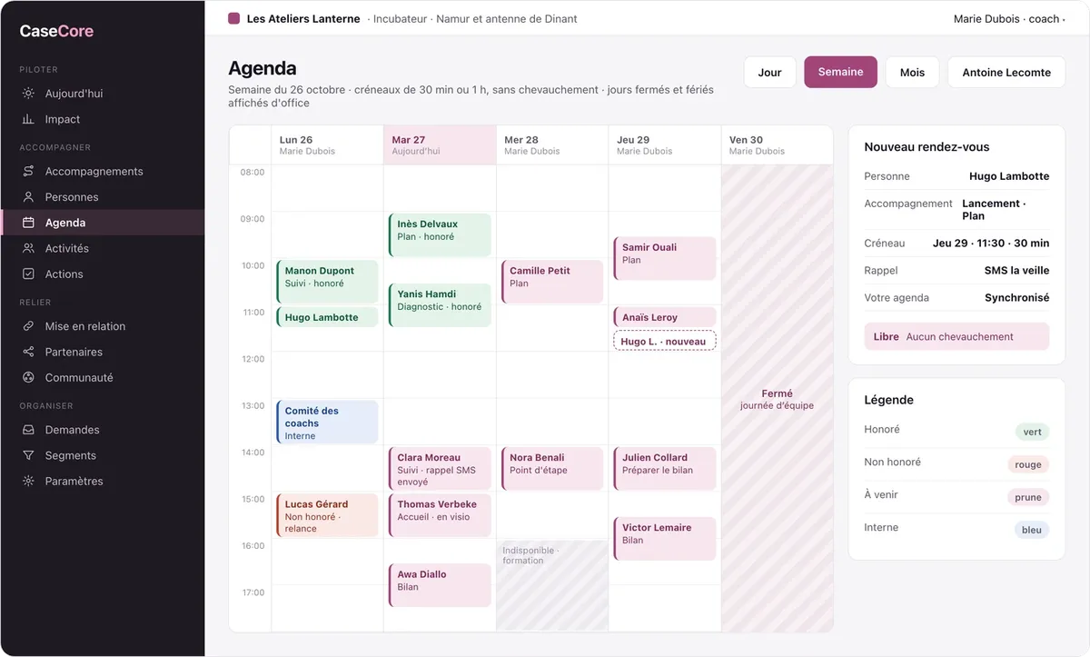 CaseCore : l'agenda