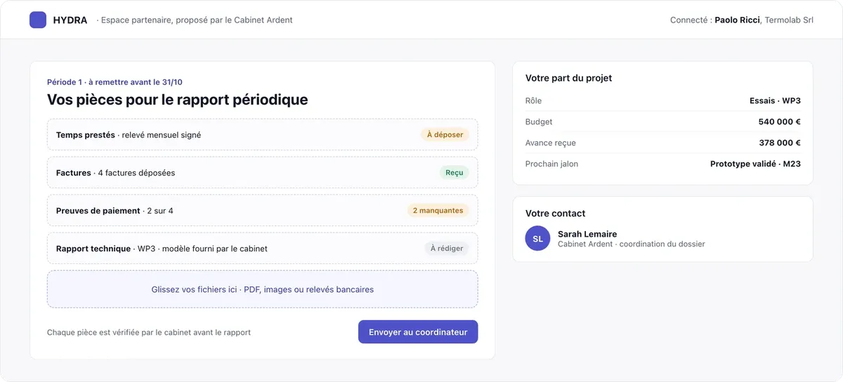 GrantCore : espace partenaire