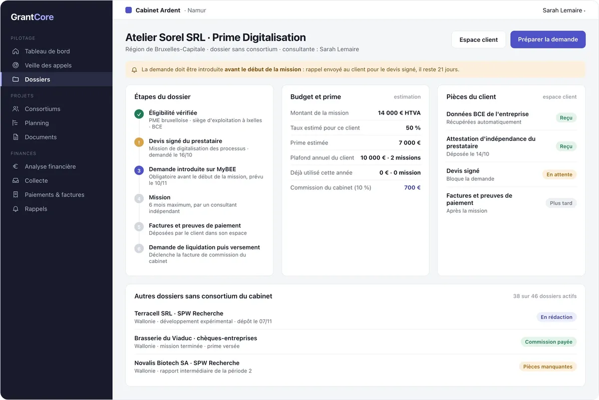 GrantCore : dossier sans consortium