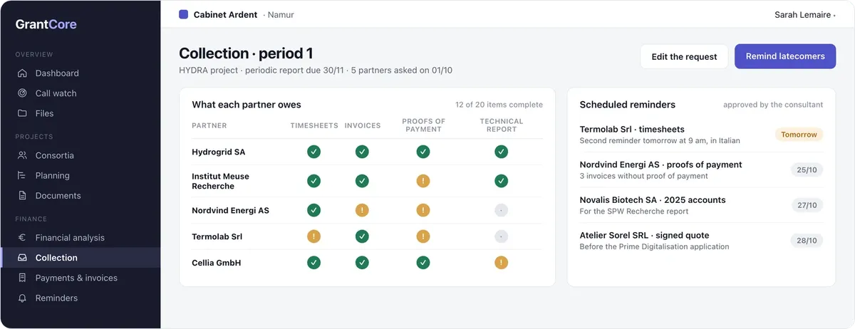 GrantCore: document collection