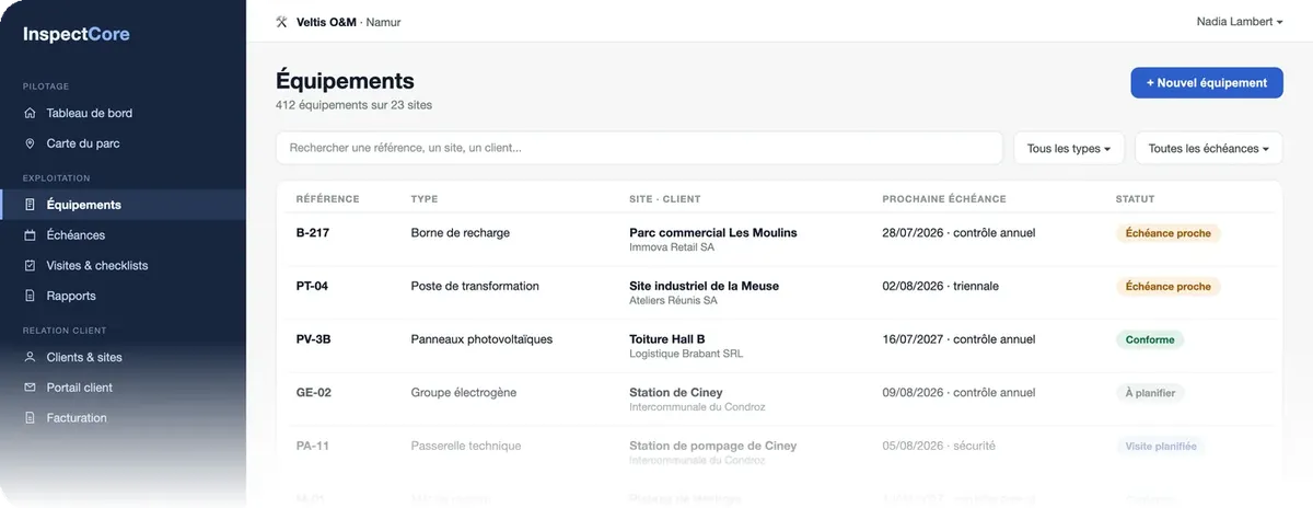 InspectCore : équipements