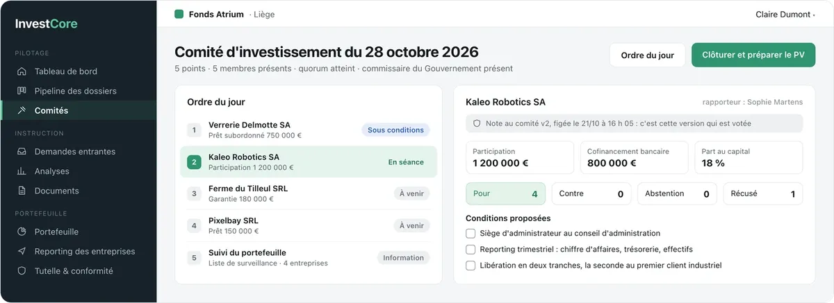 InvestCore : séance de comité