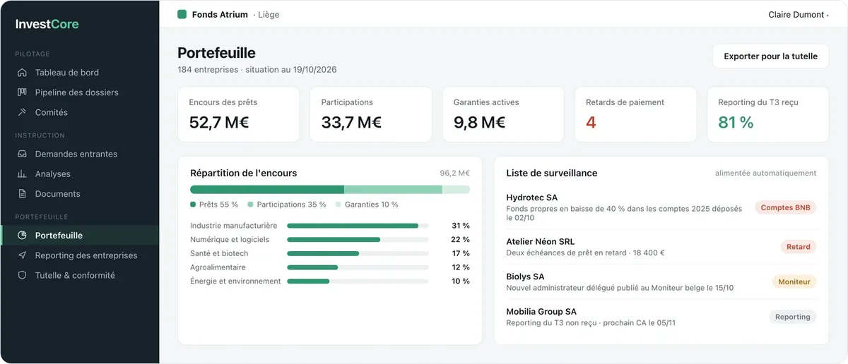 InvestCore : portefeuille