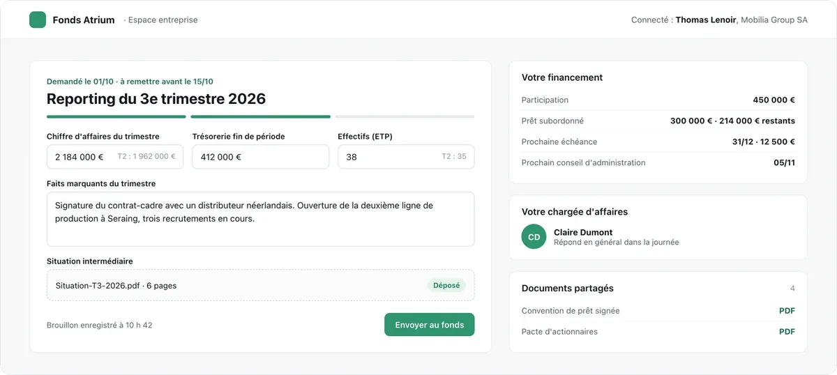 InvestCore : espace entreprise
