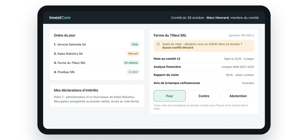InvestCore : comité sur tablette