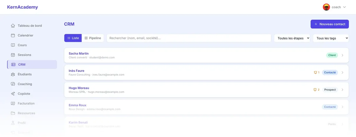 KernAcademy : CRM