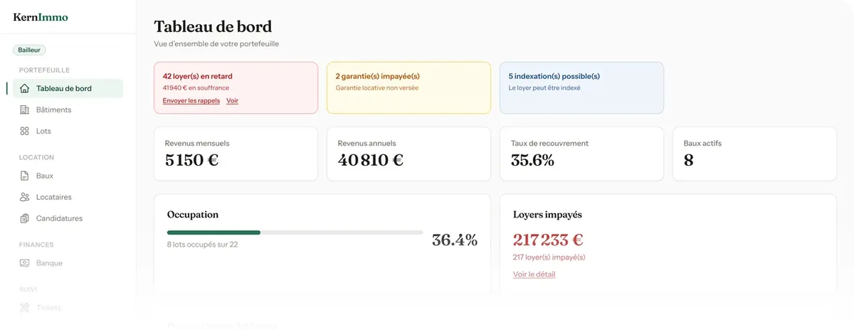 KernImmo : tableau de bord bailleur