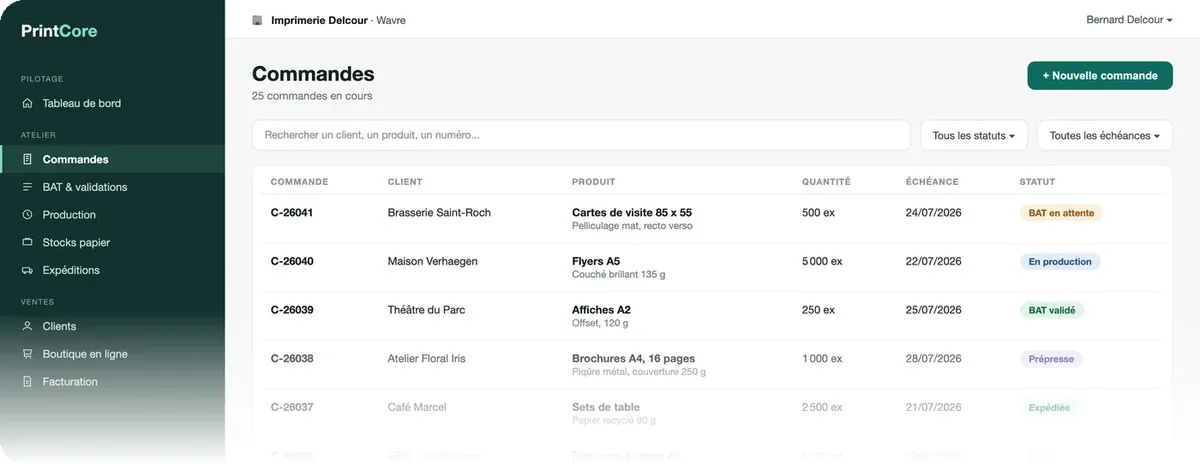 PrintCore : commandes