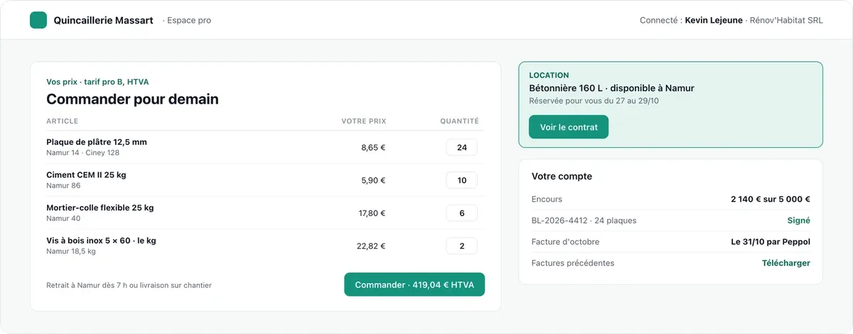 StoreCore : espace client pro